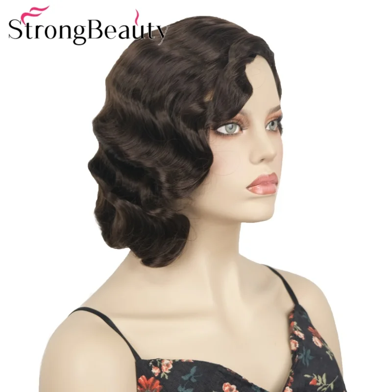 

StrongBeauty Короткие волнистые синтетические парики Женский парик для вечеринок Косплей Волосы