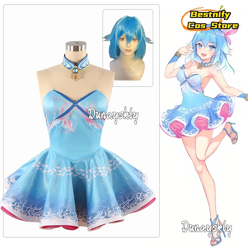 

Haiyi Cosplay Costume Blue Women's Dress Wig Set Lolita Dress Role-playing Outfit Anime Party Performance Clothes-2025