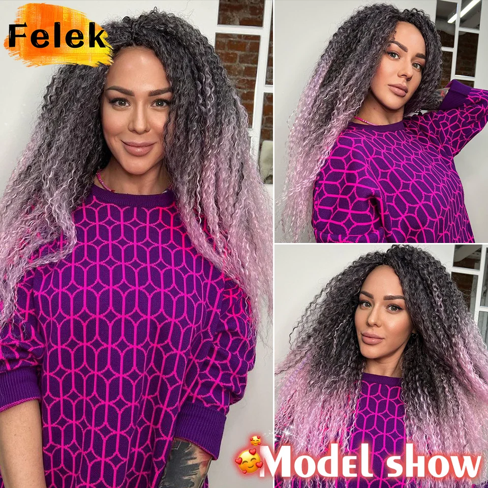 Longa Onda de Água Ombre Cor Trança Extensão, Onda Sintética Cabelo, Afro Crochet Tranças, Cabelo macio Crochet, 20-28 em