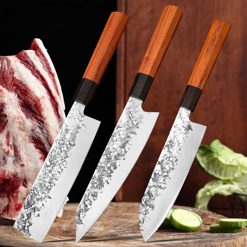 Coltello per mannaia coltello da cucina in acciaio inossidabile manico in legno affilato per mangiare il taglio della carne per arrostire la verdura