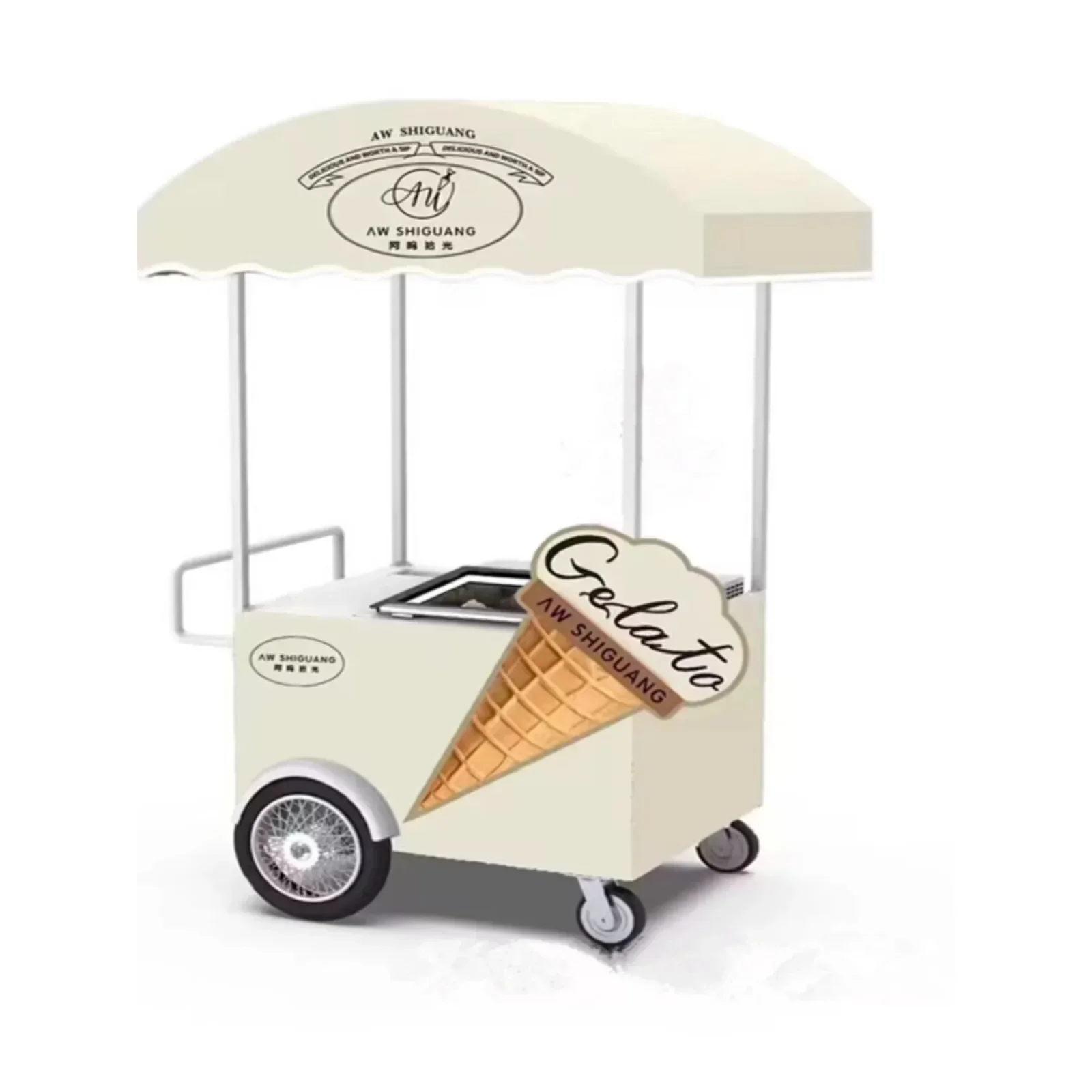 

Грузовик для мороженого Подвижная витрина Коммерческая многофункциональная тележка для киоска