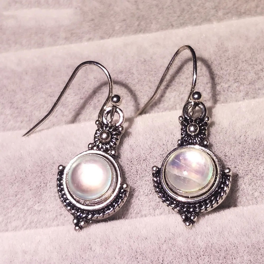Delysia King Women Rainbow Moonstone Jewelry Vintage Earrings Ethnic Tribal Antique Eardrop
