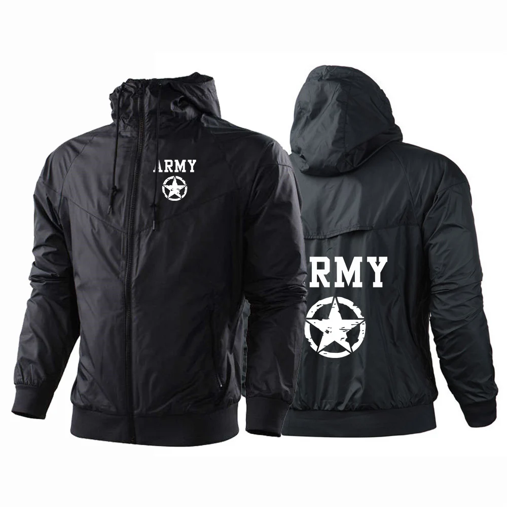 ARMY And Five Pointed Star 2026 Men's New Spring And Autumn Five-Color Windbreaker Zipper Jacket Tops Hoodies