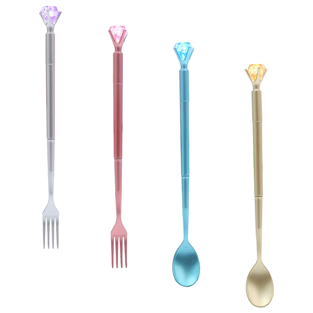 

4Pcs Black Gel Pens Cartoon Spoon Fork Design Writing Instruments for Students Office Use Water Resistance Fade Proof Study