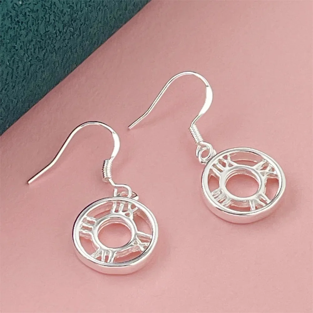 925 Sterling Silver Round Roman Earrings for Women Engagement Party Jewelry Gifts