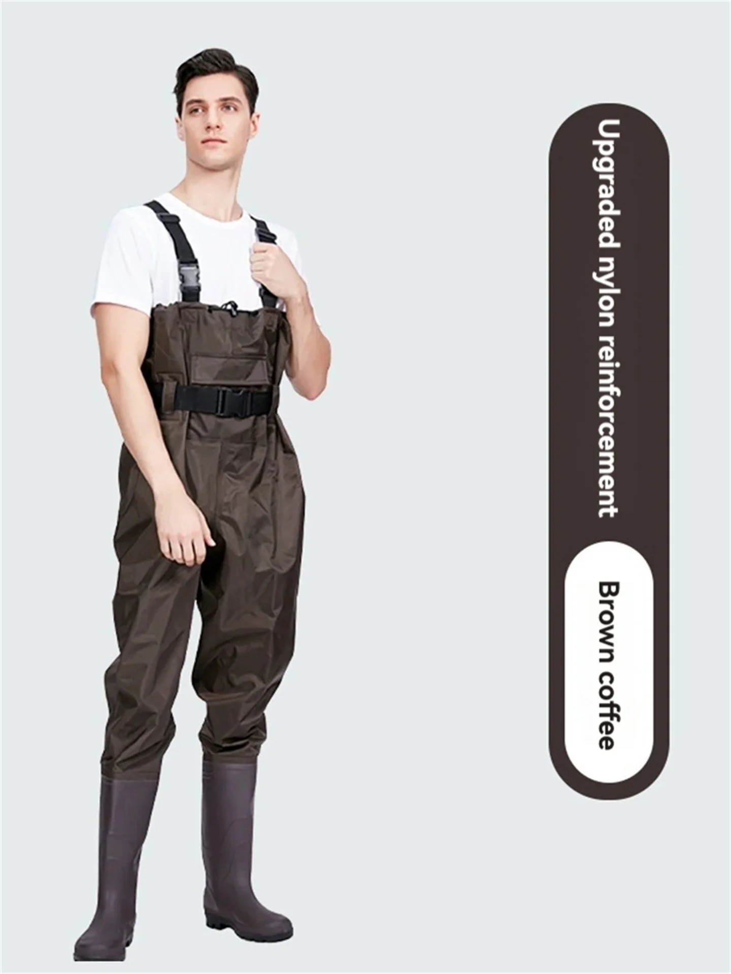 Unisex Nylon Waterproof Fishing Wading Pants Chest Waders With Wear-Resistant Boots Hunting Suspenders Overalls