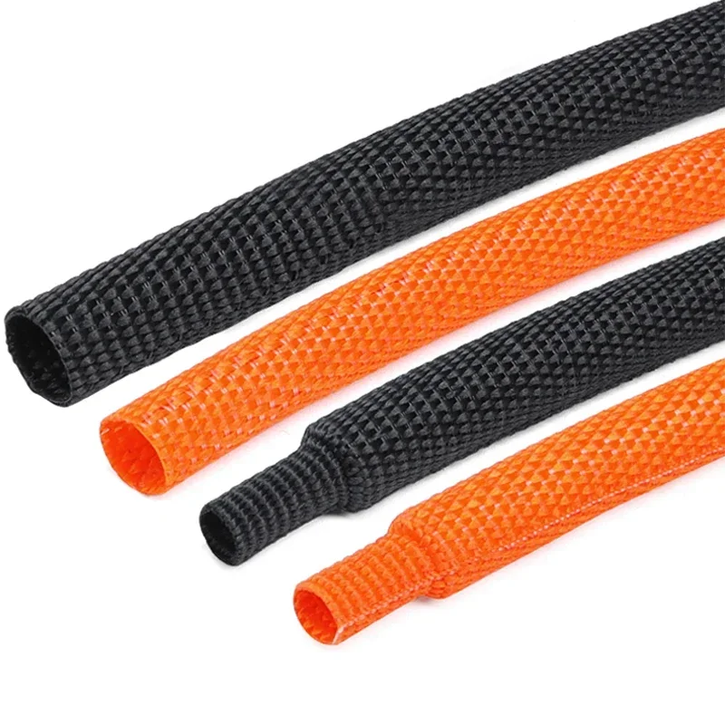 New Heat Shrink Braided Cable Sleeve 6~100mm Insulation Flam Retardant Wire Wrap Sheath Protection PET Auto Line Organizer