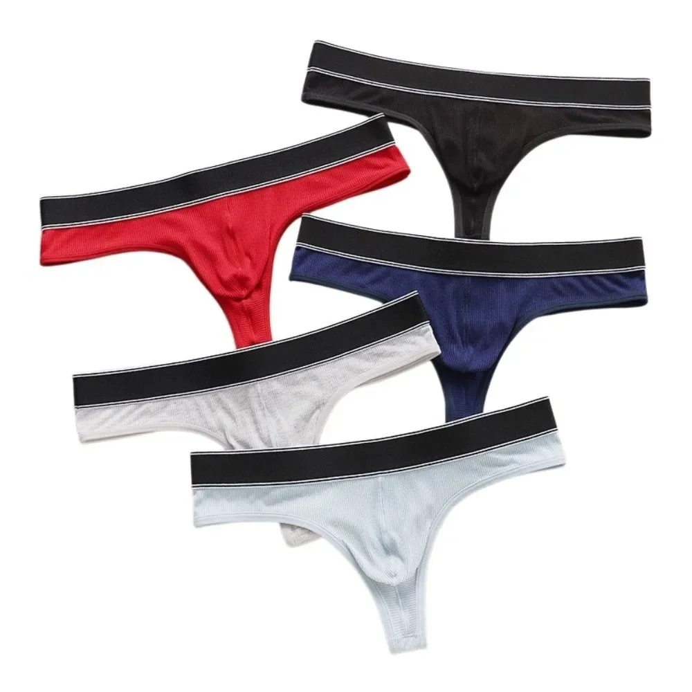Breathable Low Waist Men Bikini Thongs Thin Underpants Men's Panties T-back Lingerie Male Briefs Sports