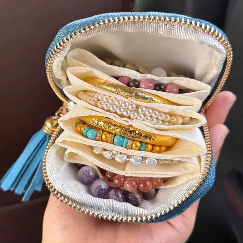 Jewelry Bag Portable Mini Ring Necklace Earring Bracelet Stationery Storage Travel Zipper Bag and Gift Use