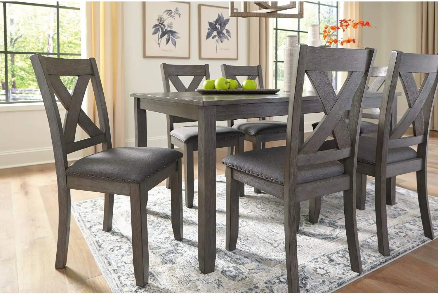 

Signature Design by Ashley Jayemyer 7 Piece Dining Room Set, Includes Table and 6 Chairs, Dark Gray