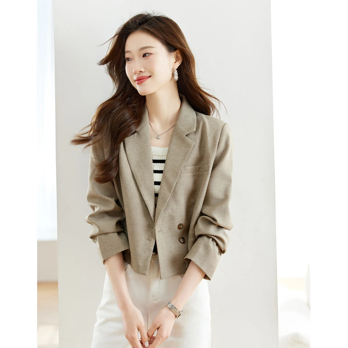 VIMLY Women's Short Blazer Jacket 2026 Fall Elegant Office Business Coats Fashion Straight Casual Commute Female Outerwear M5132