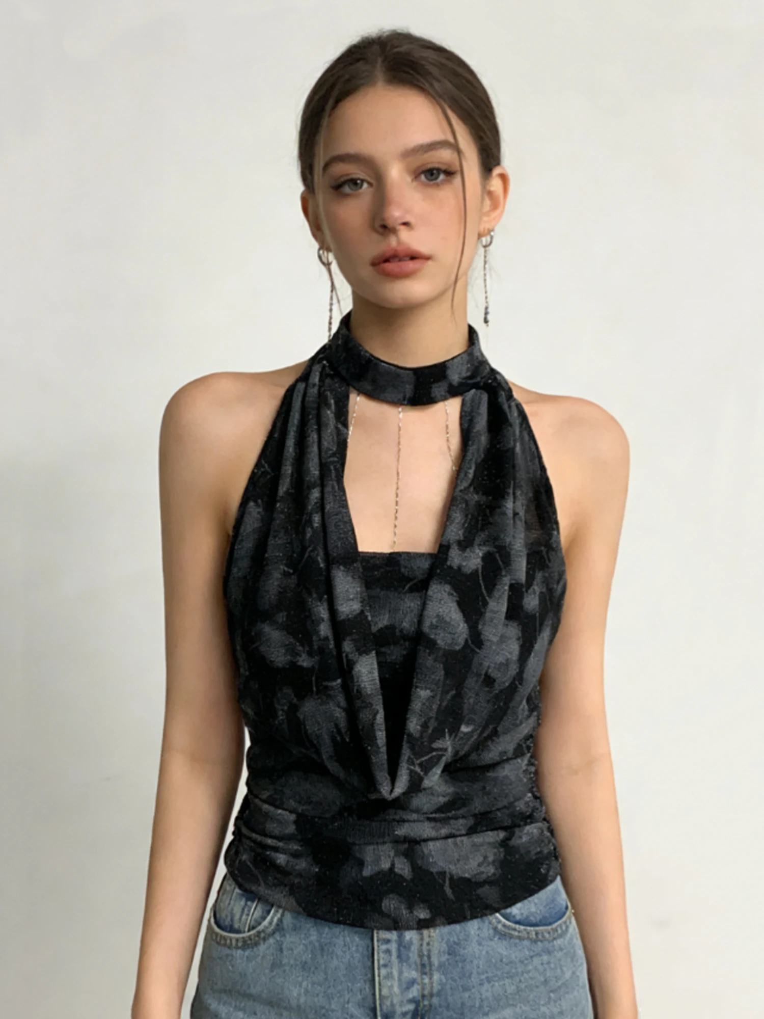 Women's Black Gothic Emo Crop Top Vintage Tank Top Y2k Gyaru Camisole Off Shoulder Sleeveless Cropped Tops For Women Summer 2026