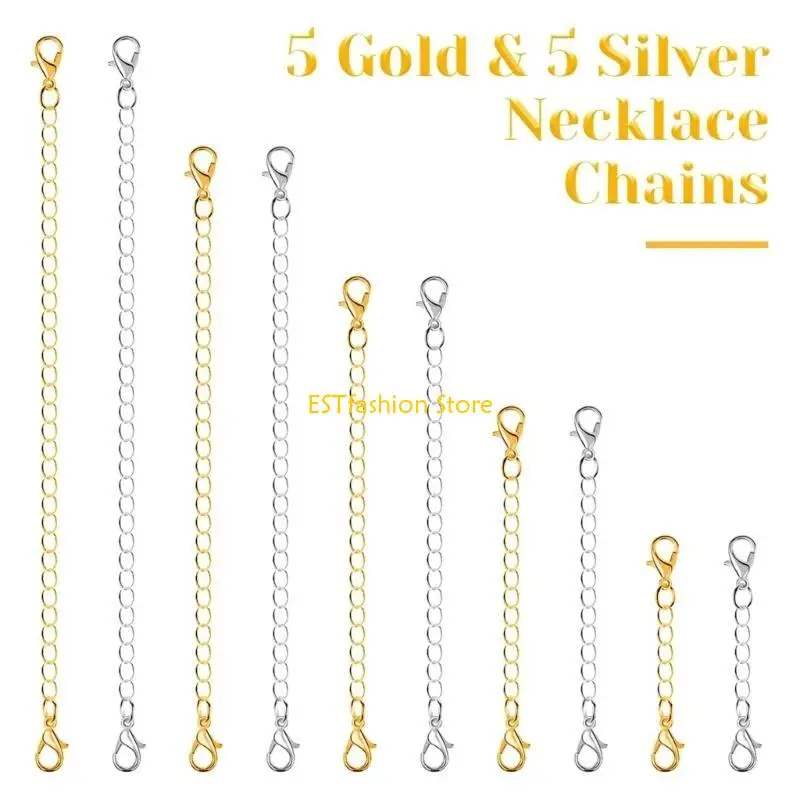 Y5GC 10Pcs/Lot Necklace Extension Chain Bulk Bracelet Extender Tail Extender Chains