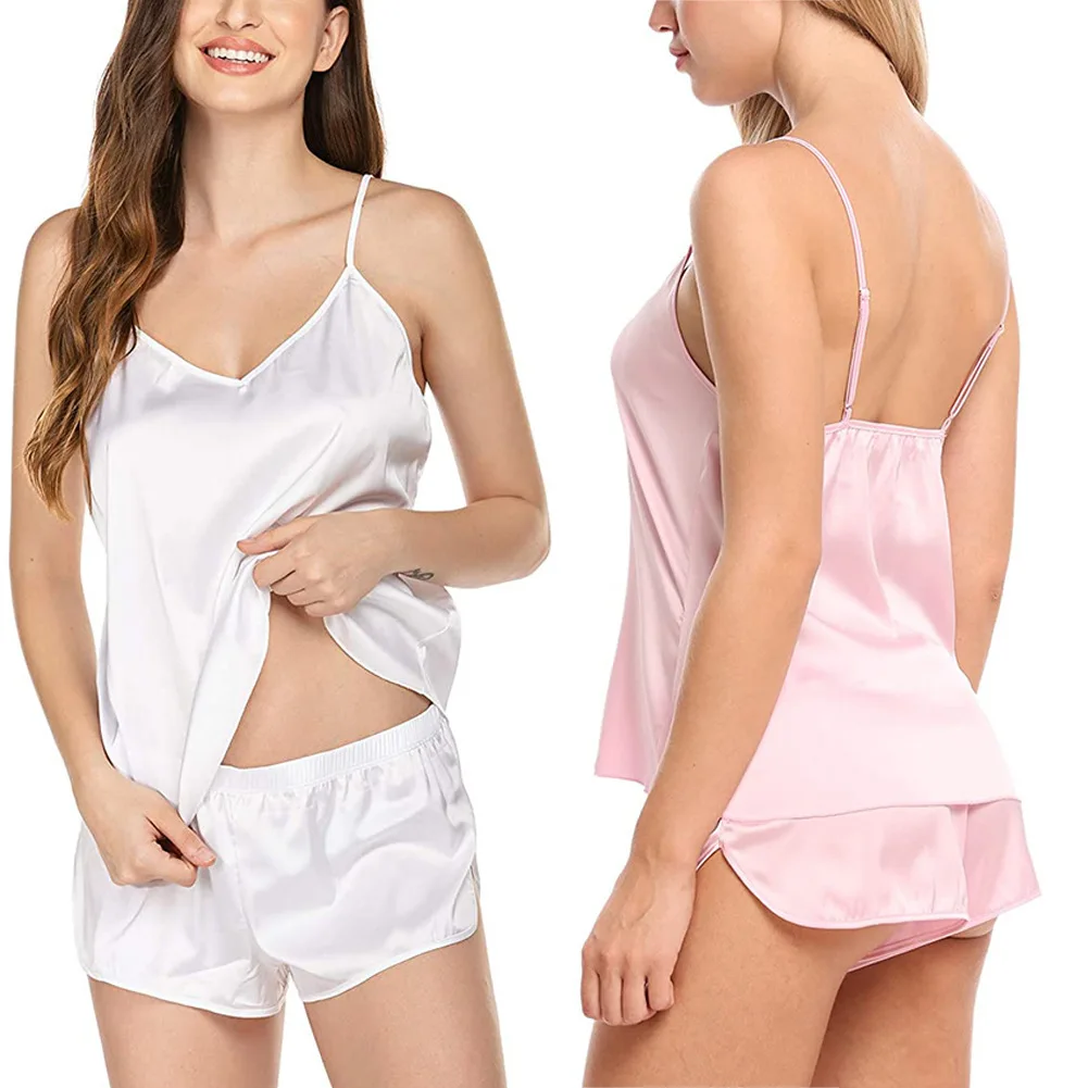 Women Sexy Sleepwear Wearable Ladies Cotton Colour Spun Yarn Short Sleeve Pants Homewear Suit Summer Casual Fashion Pajamas
