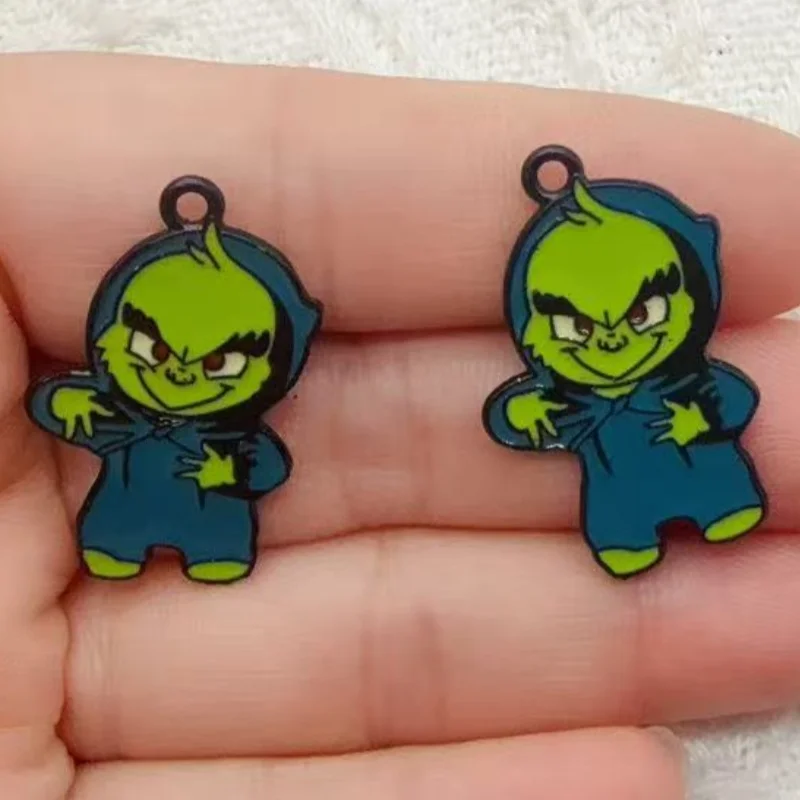 10pcs alloy drip oil cartoon Christmas pendant, DIY jewelry making earrings, keychains, accessories view 2