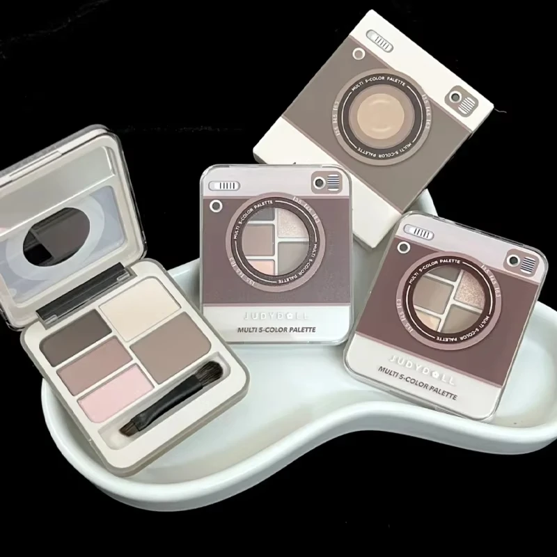 Judydoll All-in-one Multi 5 colori tavolozza ombretto fard evidenziatore rifinitura sopracciglia occhi cosmetici portatili per trucco naturale