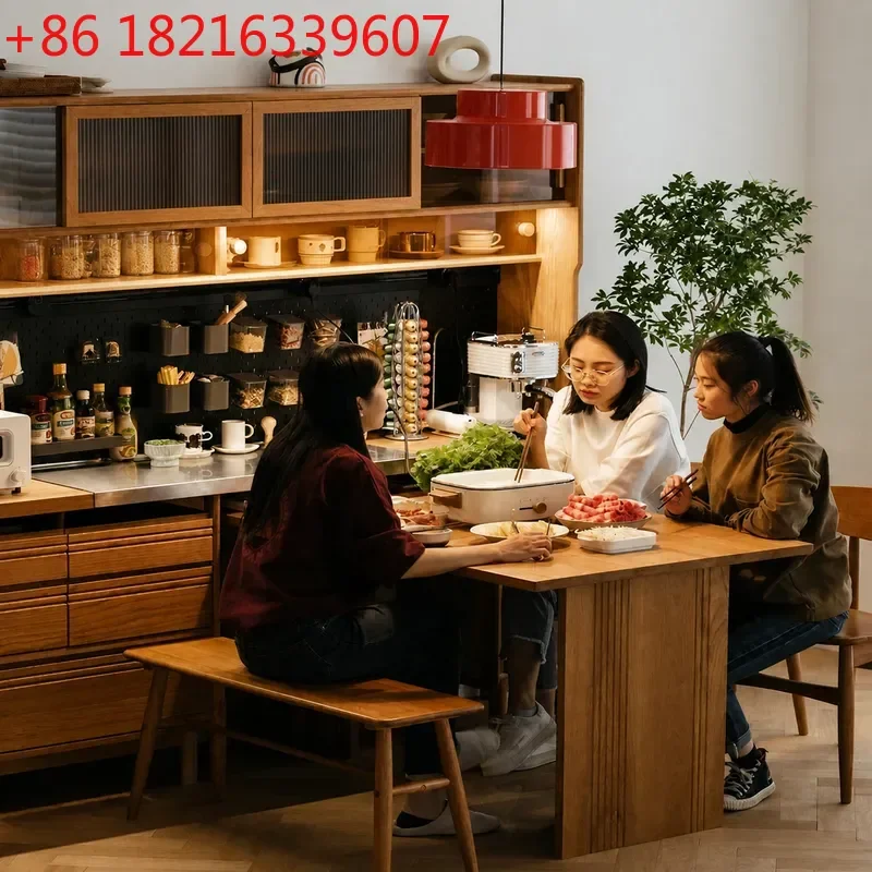 YAONordic Cherry Wood Dining Side Cabinet Exquisite Multi Functional Integrated Storage Unit Simple Modern Home Essential