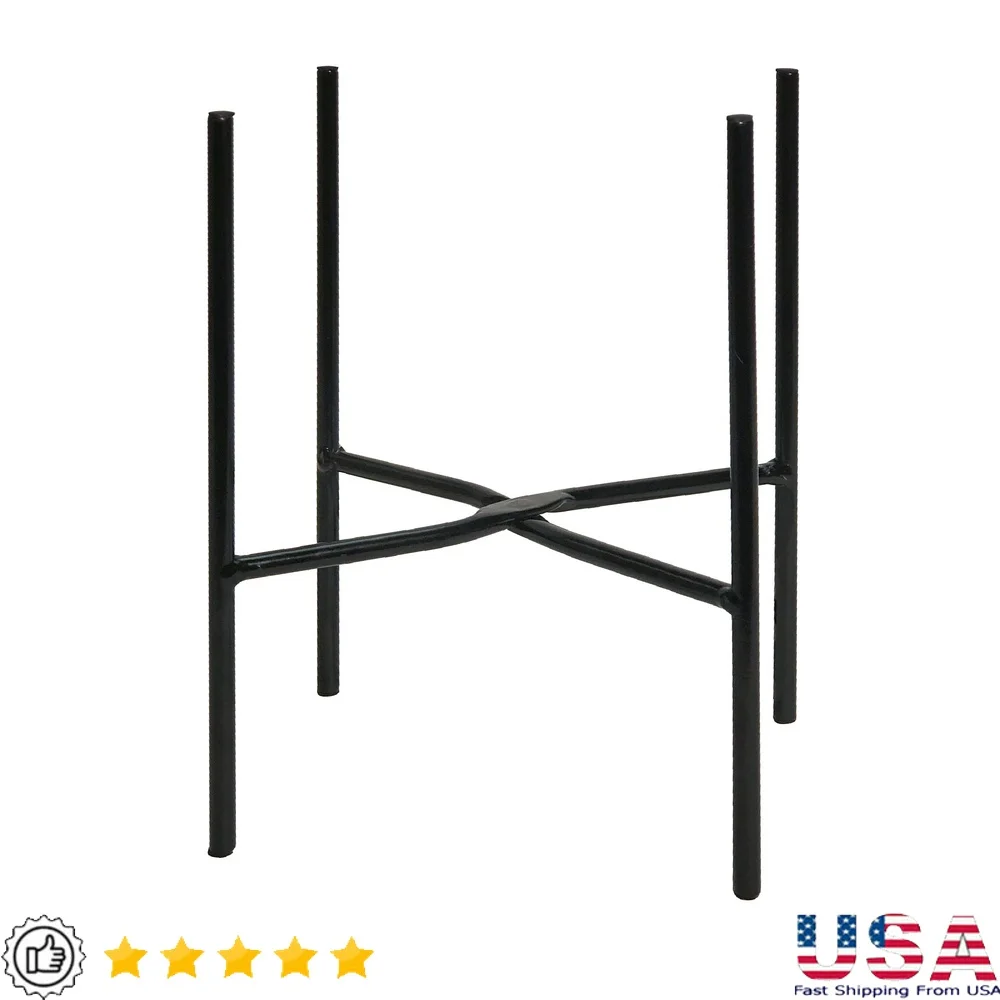 

8 Inch Black Metal Plant Stand Indoor Use Weather Resistant Modern Industrial Design Versatile Decorative Display Holder