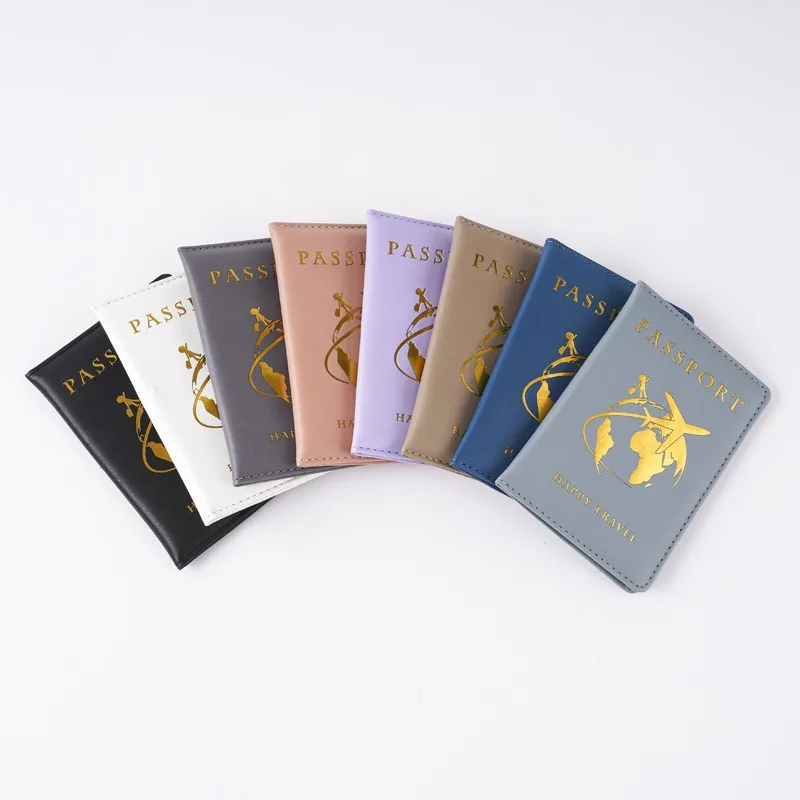

PU Leather Travel Gold Passport Holder Cover Case for Women Men Ticket Map Passport Covers Passport Wedding Gift