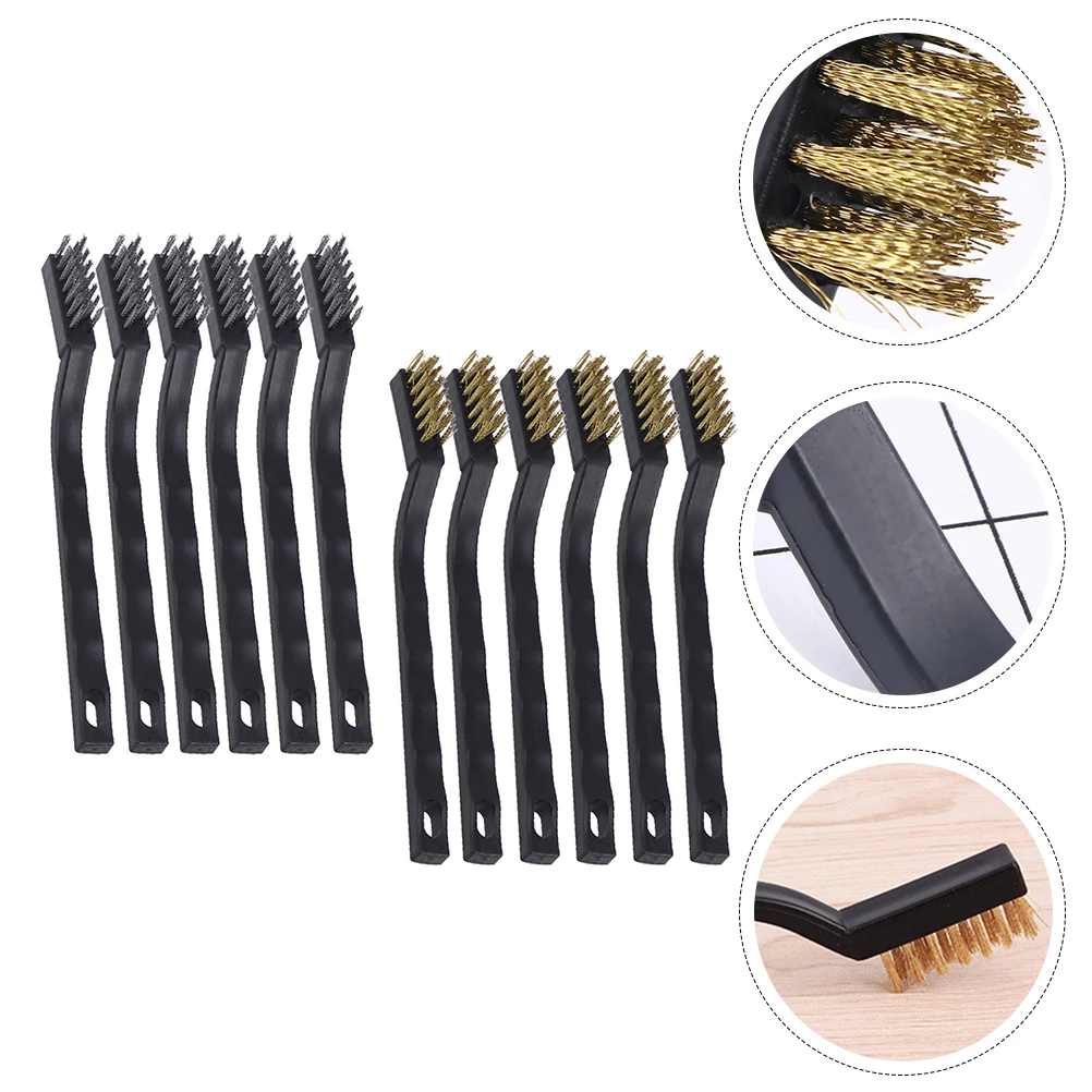 

12pcs Copper Wire Heavy Duty Rust Remover for Machinery Cleaning Narrow Design Stainless Steel Brush Motor Door Window Cleaner