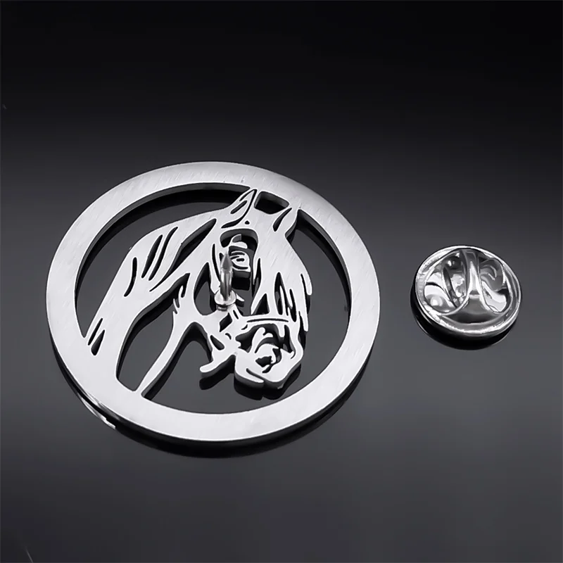 Fashion Horse Pins Badges Brooches for Men Women Crystal Stainless Steel Brooch Pin Birthday Gift Jewelry broche XS02