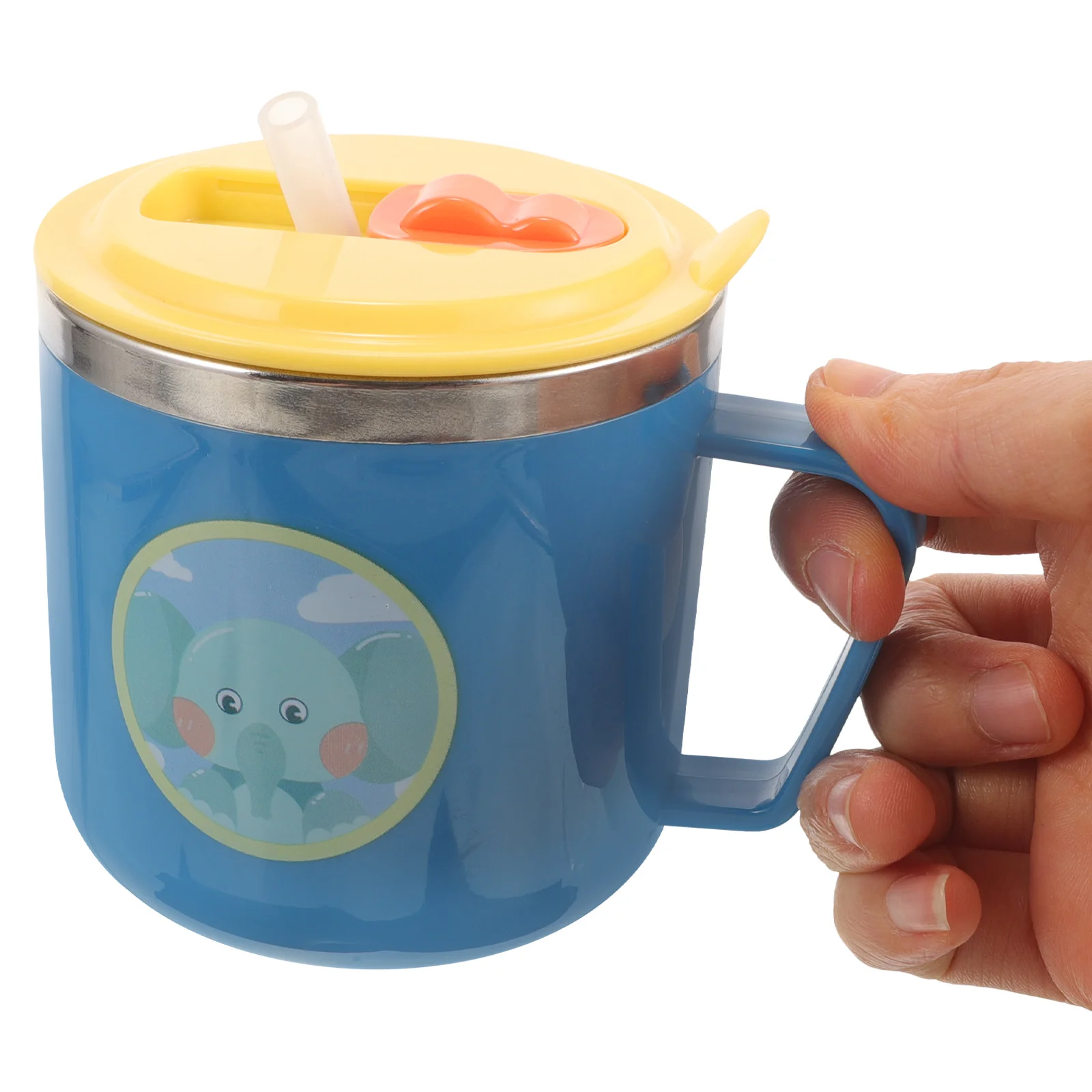 

Cute Cartoon Pattern Stainless Steel Kids Cup Double Layer Insulation Safe PP Material Baby Use Toddler Straw Mug