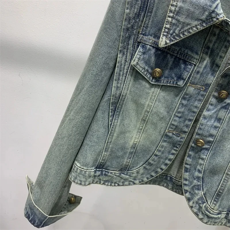 Korean Female Xiaoxiangfeng Denim Tops Coat Spring Lady Fashion Jeans Outerwear 2024 Retro Style Women Solid Color Cowboy Jacket