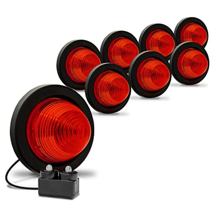 

TRUE MODS 8pc 2 Inch Round Beehive LED Boat Trailer Marker Light [DOT FMVSS 108] [SAE P2] [Grommet and Plug] [IP67 Submersible]