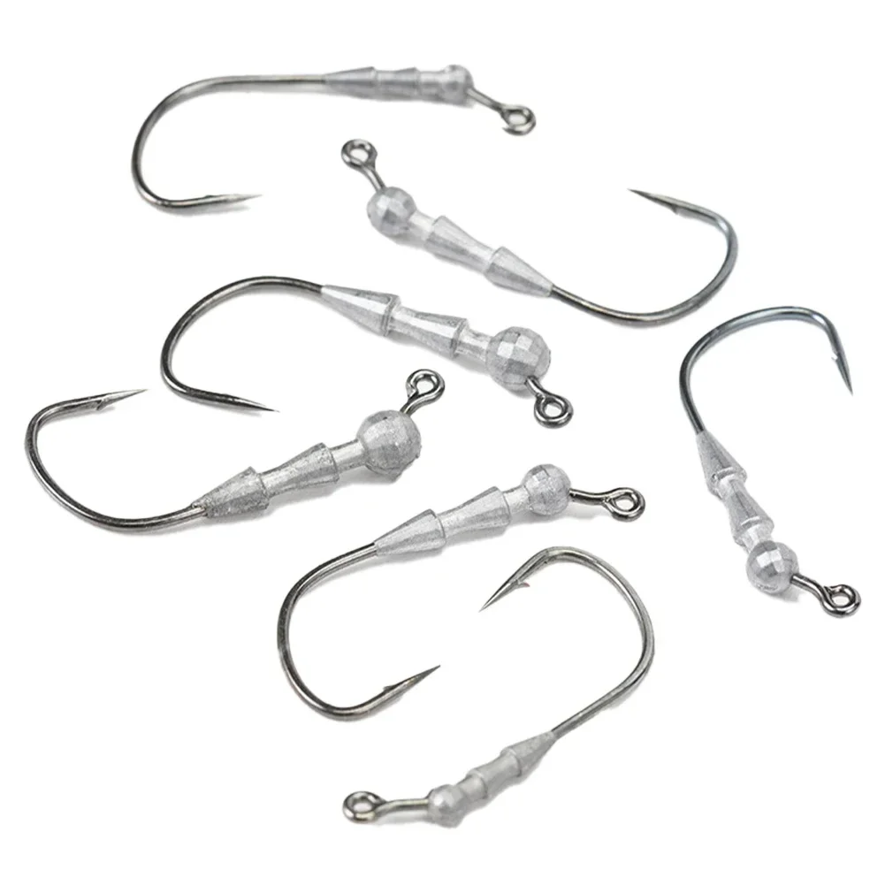 5 قطع خطافات تحوم 0.6 جرام 1 جرام 1.4 جرام   خطافات رأس تهزهز، خطاف القفز عالي الكربون من الفولاذ أبردين، خطاف صيد صغير، خطاف باس سمك السلمون المرقط