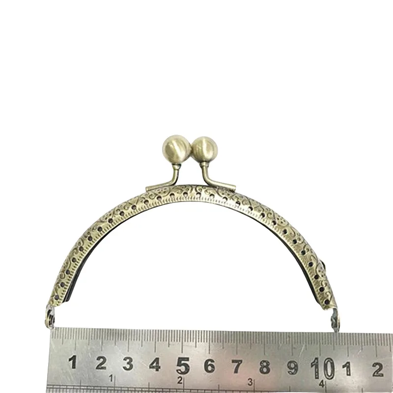 DIY Jewelry Material 10.5cm Antique Copper Embossed Round Bead Head Gold Box Bag Hinge Handbag Accessories