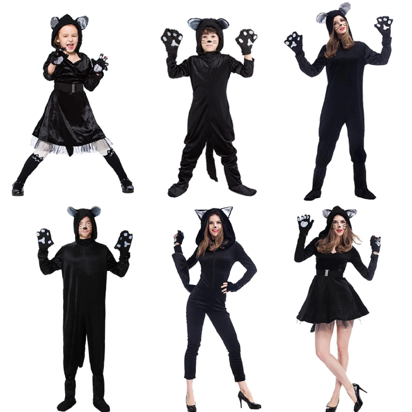 

Halloween Animal Party Performance Costume Black Panther Black Stage Performance Clothes for Parents And Children