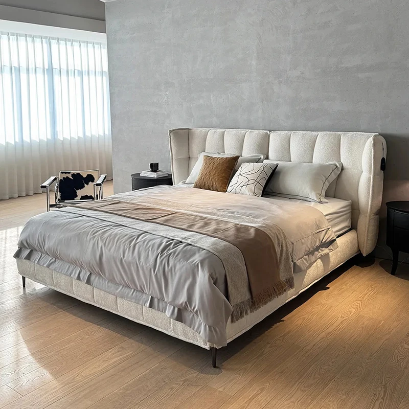 

sh-Italian Minimalist Designer Master Bedroom Double Bed High-End Home Chenille Velvet Soft Bed Modern for Internet Celebrity%