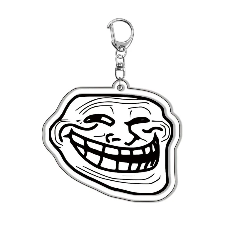 Funny TrollFace Keychain for Accessories Bag NoMeGusta Rage Face ForeverAlone Pendant Key Chain Ring Keyring Jewelry Fans Gifts