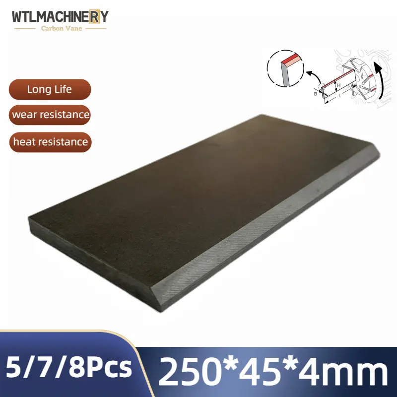 

250x45x4mm Carbon Vane Graphite Sheet For Vacuum Pump Carbon Blade Air Pump 5/6/8 Pcs