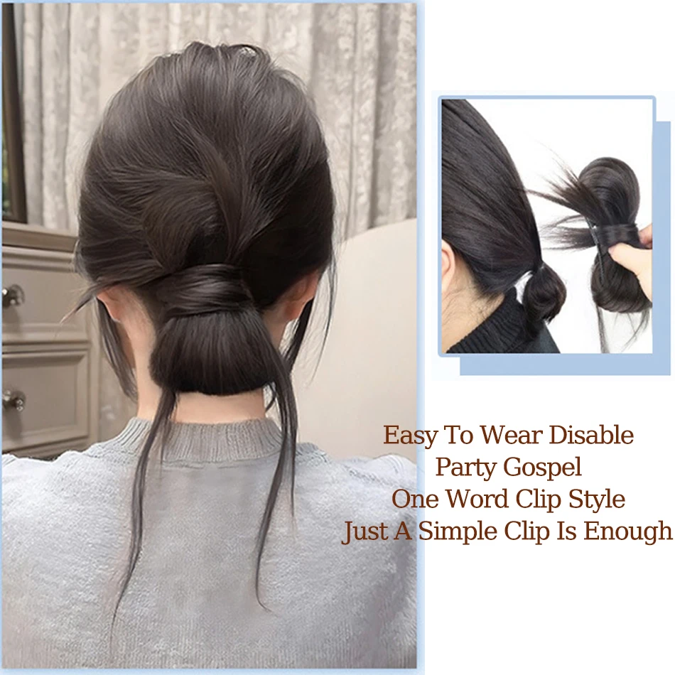 Synthetic Clamp Type Bowknot Hair Bun With Duckbill Clip Elegant And Natural Shuttlecock Head Ponytail Hair Extensions For Women image 5