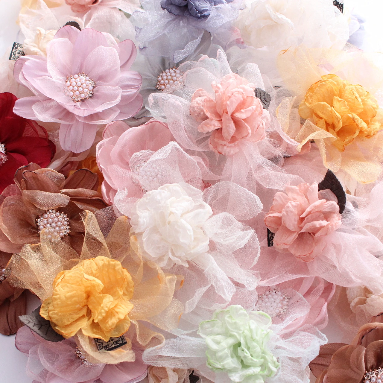 

Burned Fabric Flowers For Kids Girl Hair Accessories Singed Organza Floral