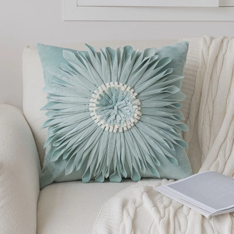 Ice Cream Blue Flower Pillow Cover Daisy Sunflower Sofa Headboard Decorative Cushion Case