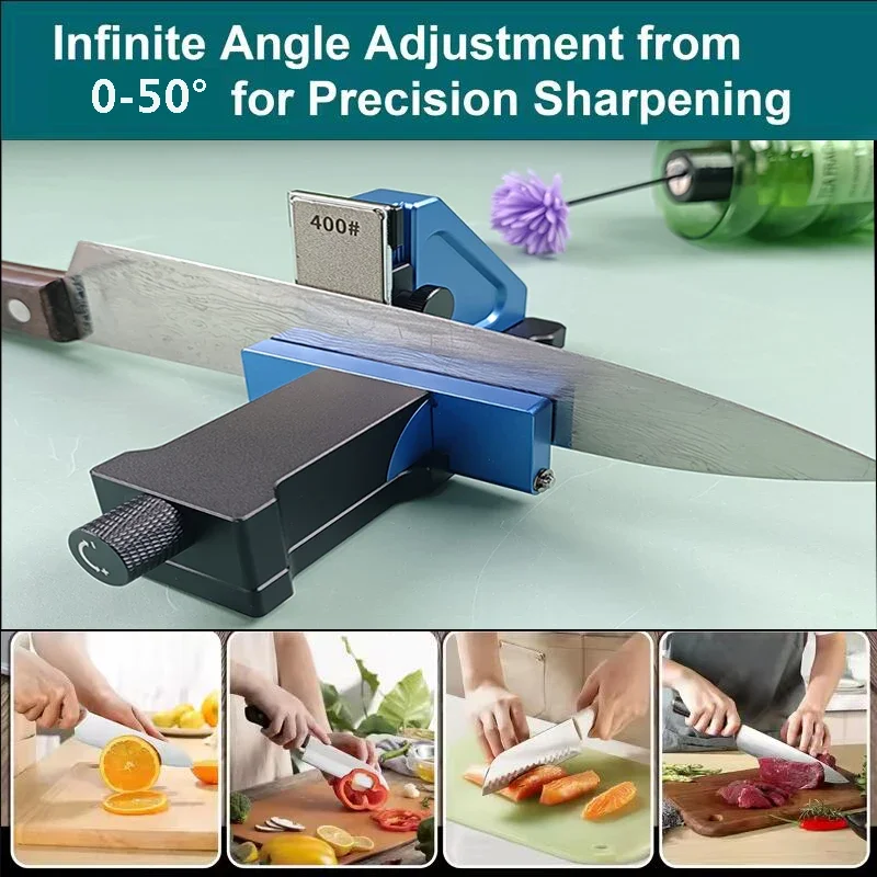 Magnetic Sliding Angle Knife Sharpener Adjustable 0-50° Magnetic Tool for Removable Diamond 400# 800# 1000# Portable Design