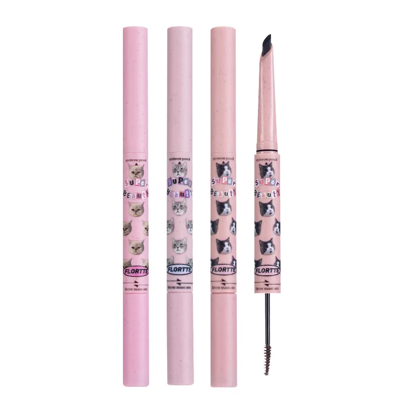 FLORTTE 2-in-1 Dual Head Eyebrow Pencil Eyebrow Tinting Cream Long Lasting Waterproof Beginner Makeup Cosmetics