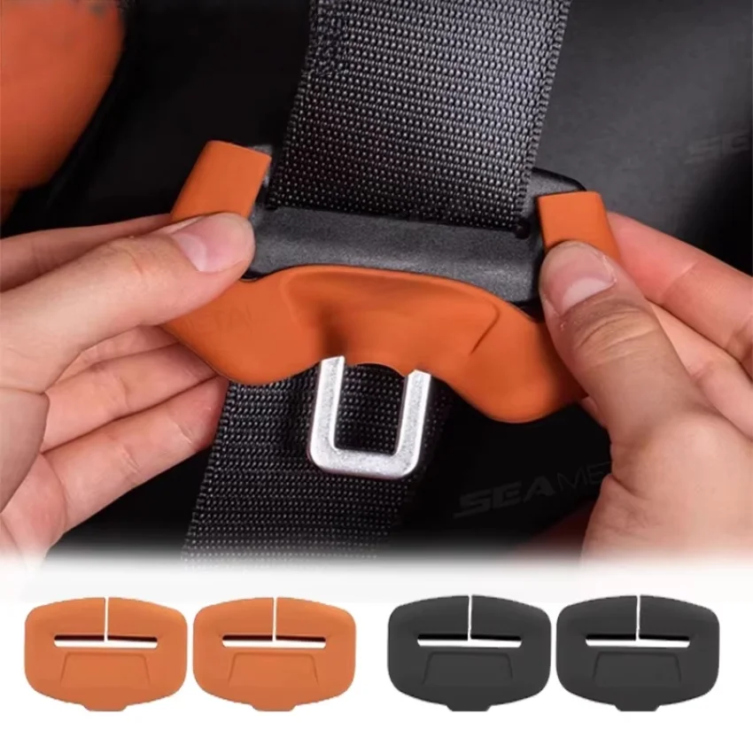 2Pcs Seat Belt Buckle Cover Anti-Scratch Rubber Car Seat Buckle Protector Clip Protection Cover Universal for SUV Sedan