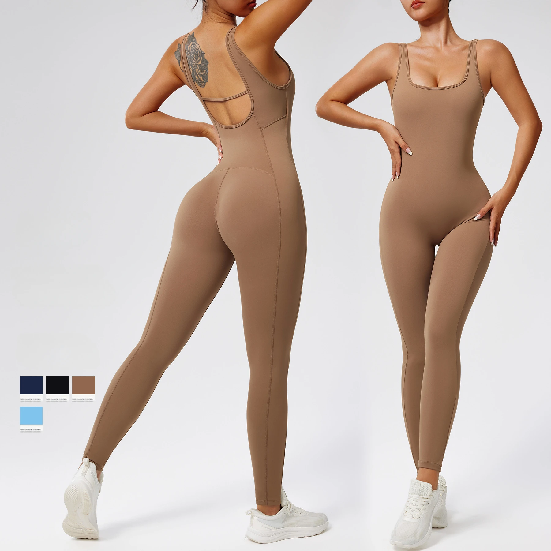 

Sexy Backless Sporty Skinny Jumpsuit with Cups Women One Pieces Summer Outfits Sleeveless Gym Fitness Overalls Yoga Wear Black