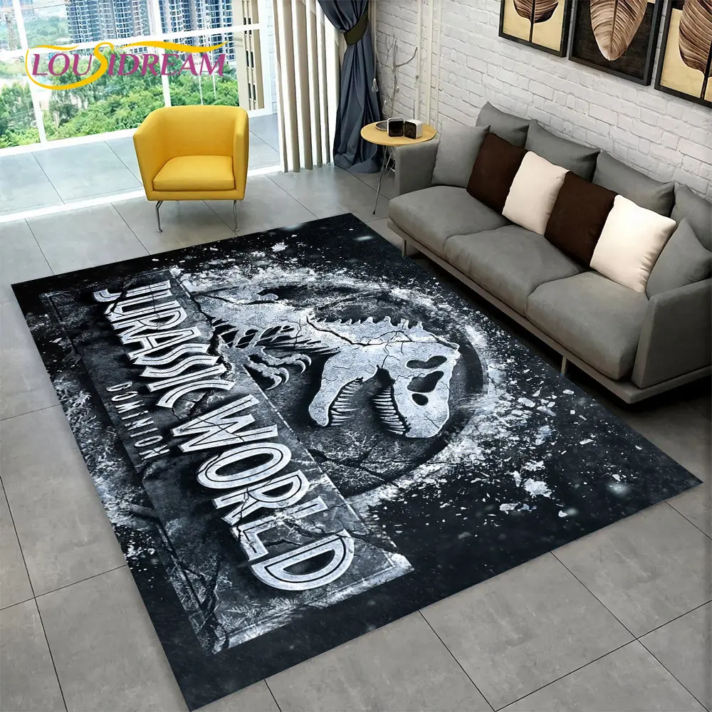 3D Cartoon Jurassic Park Dinosaur Area Rug Large,Carpet Rug for Living Room Bedroom Sofa Doormat Decor,Child Non-slip Floor Mat