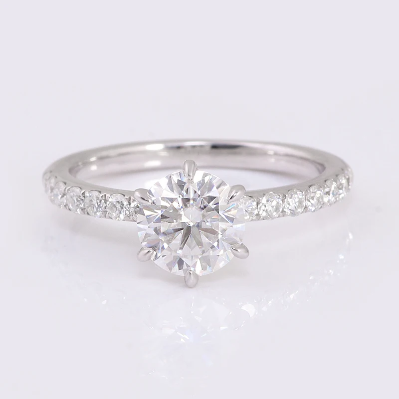 

Provence 10K/14K/18K Moissanite Half Eternity Rings for Women D Color VVS Round Cut Statement Rings for Girlfriend with GRA