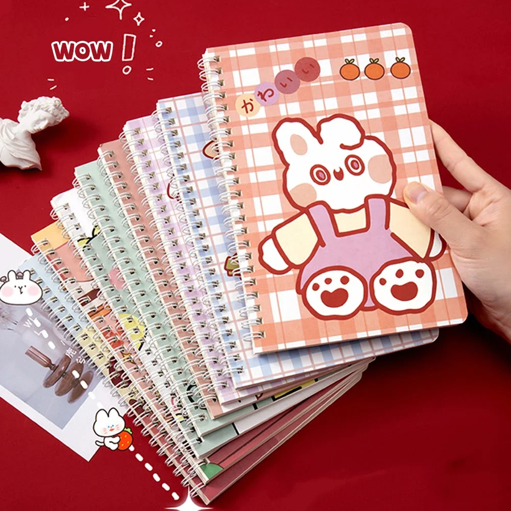 A5 Cute Cartoon Coil Notebook Binder Spiral Coil Book 60 Sheets Thicken Notepad INS Girl Student Diary Notebook School Supplies