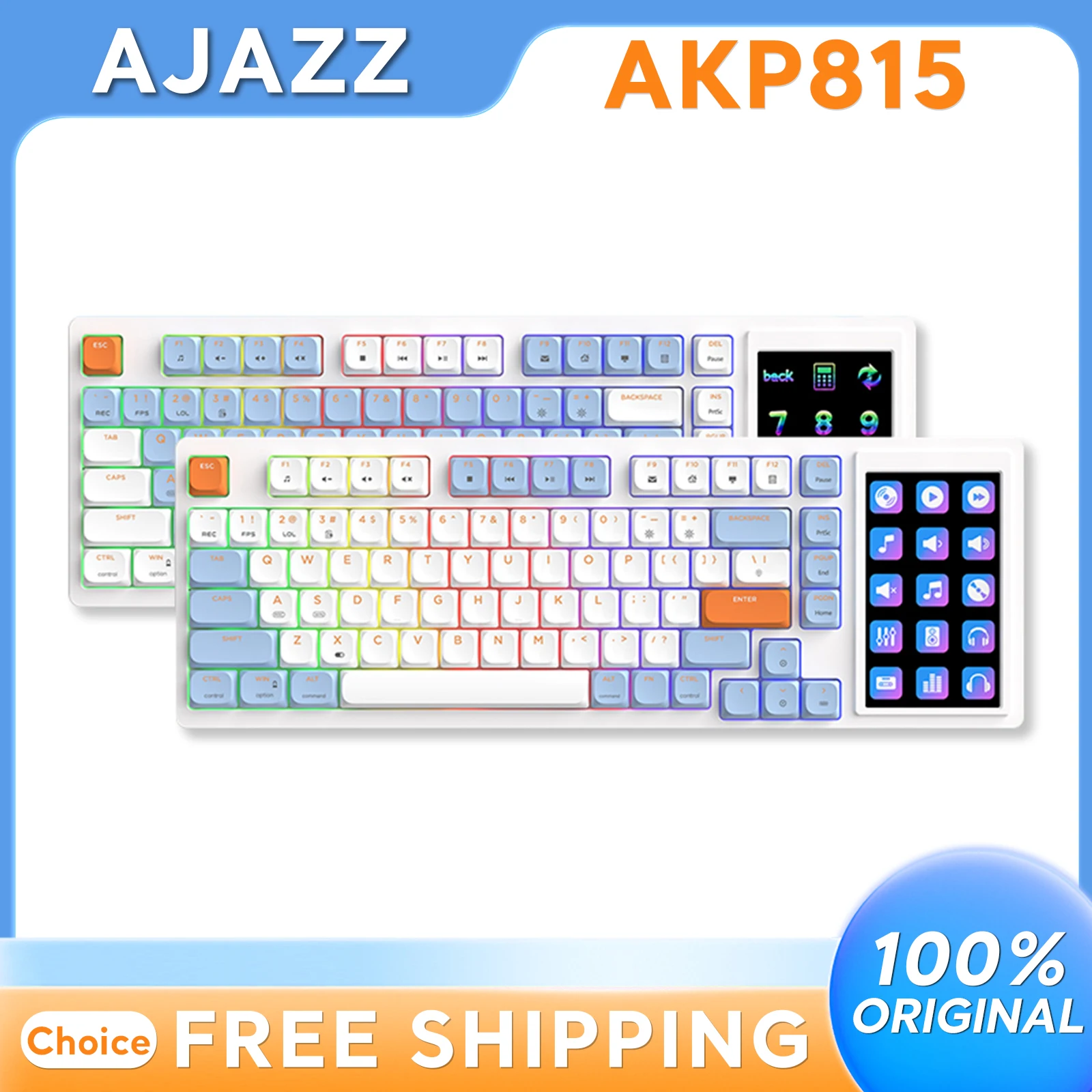 

Ajazz AKP815 Проводная игровая механическая клавиатура, 81 клавиша, киберспортивная RGB-подсветка, цветной ЖК-экран, эргономичный дизайн для настольного ноутбука