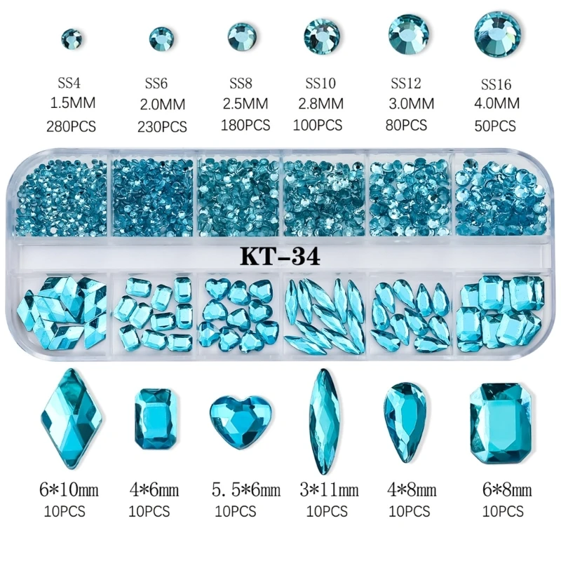 Q1QD Nagelbedels Multi-vormen Nagelsteentjes Bedels Nageledelstenen Nagelkunstdecoraties