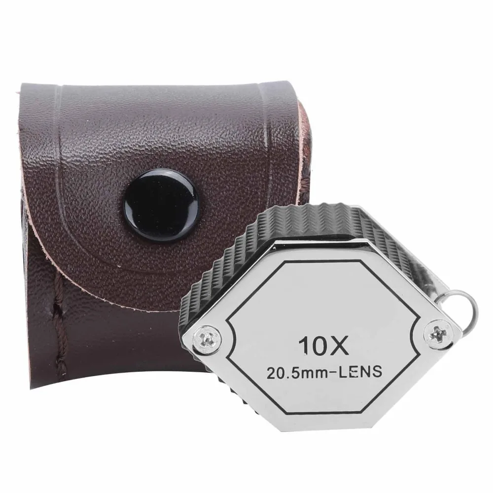 10x Magnification Jewelry Loupe 20.5mm Lens Triplet Lens 10X Magnifier Metal Foldable Pocket Size Pocket Magnifying Tool