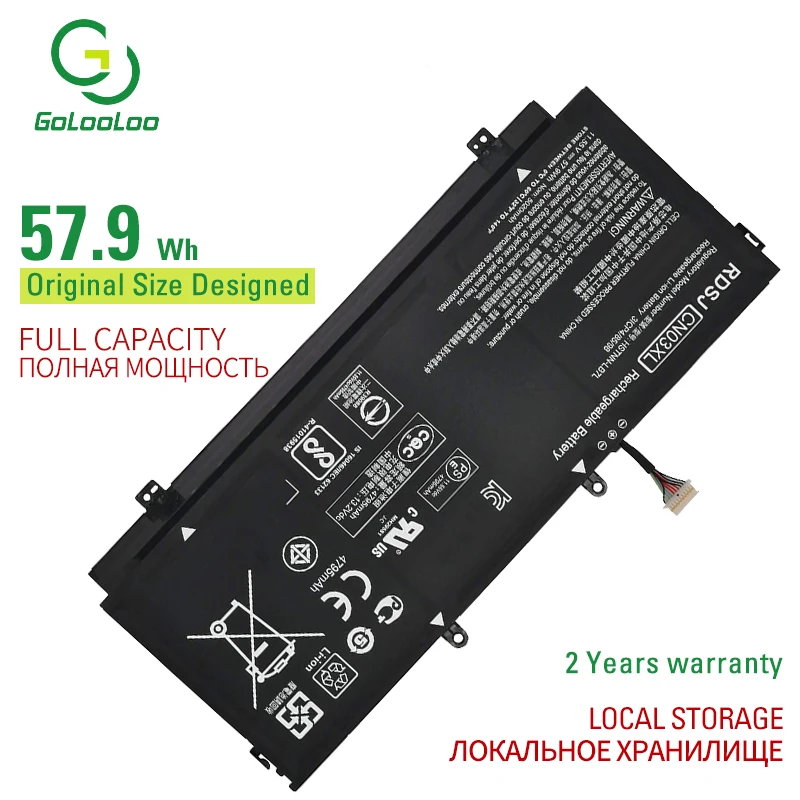 

11.55V 57.9WH CN03XL SH03XL Battery For HP Spectre X360 13-w023dx 13-AC033DX 13-AB002 13-AC014TU HSTNN-LB7L TPN-Q178 901345-855