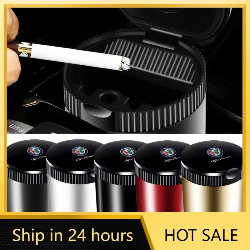 

Car Stickers LED Car Ashtray Smoke Ash Cup Holder With Light For Alfa Romeo Giulia 159 147 156 4C Stelvio Giulietta Mito Auto Ac
