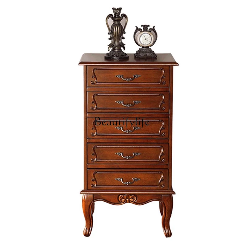 

Solid Wood Chest of Drawers Storage Bedroom Storage European Style Retro Affordable Luxury with Drawers